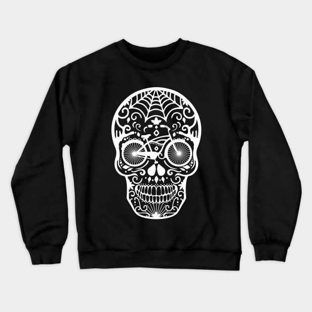 Mexican Bicycle Skull - Black and White Crewneck Sweatshirt by XOOXOO